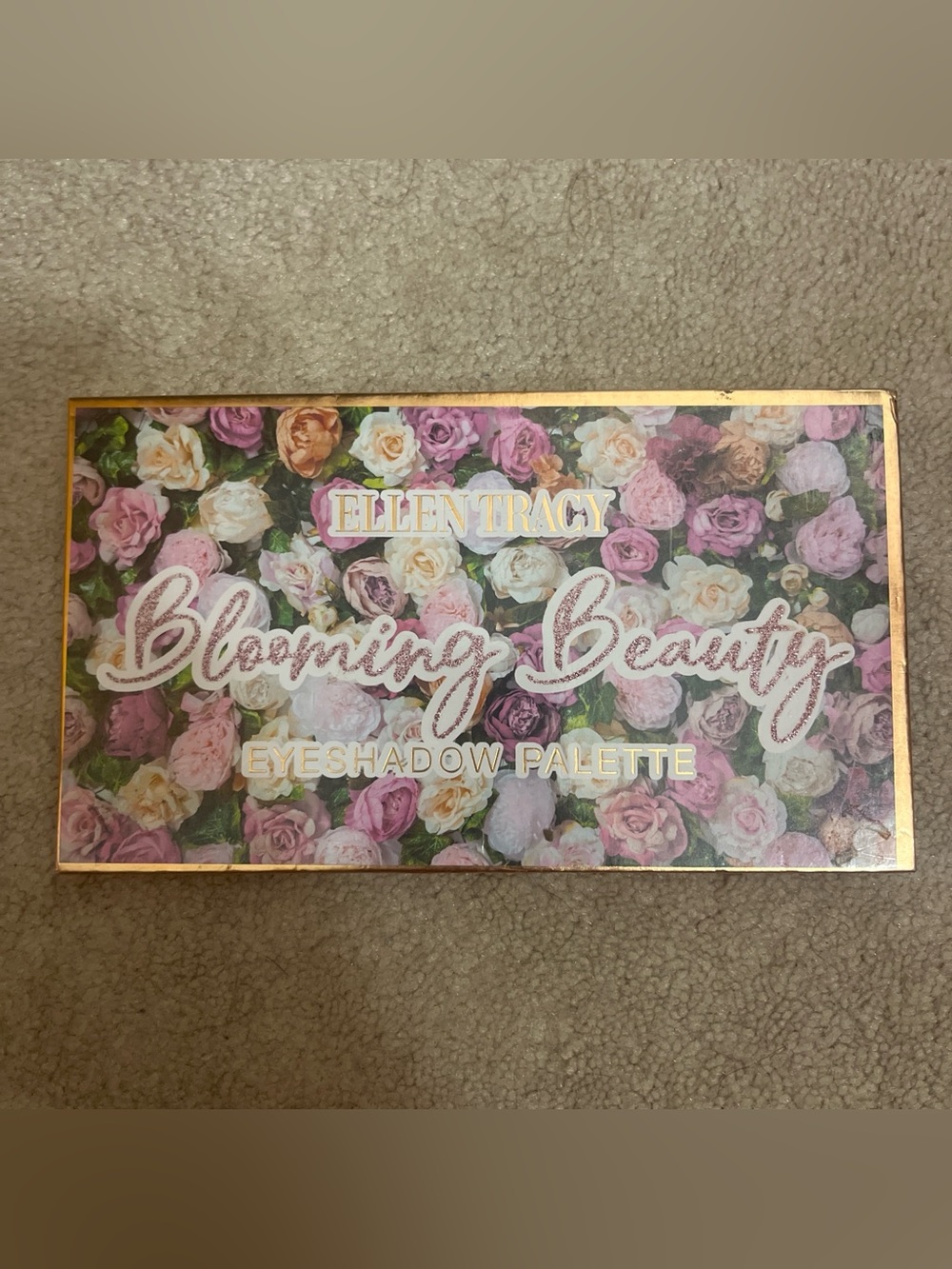 Ellen Tracy Floral Rose Eyeshadow Palette - Pink & Cream with Gold Accents